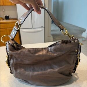 Coach Brown Leather Shoulder Bag with Gold Hardware